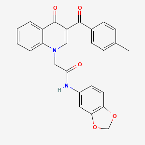 N-1,3-benzodioxol-5-yl-2-[3-(4-methylbenzoyl)-4-oxoquinolin-1(4H)-yl]acetamide