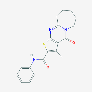 molecular formula C19H19N3O2S B276802 3-methyl-4-oxo-N-phenyl-4,6,7,8,9,10-hexahydrothieno[2',3':4,5]pyrimido[1,2-a]azepine-2-carboxamide 