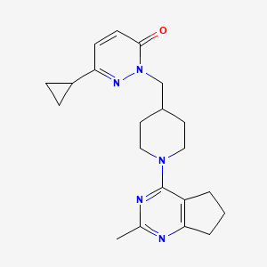 molecular formula C21H27N5O B2768023 6-cyclopropyl-2-[(1-{2-methyl-5H,6H,7H-cyclopenta[d]pyrimidin-4-yl}piperidin-4-yl)methyl]-2,3-dihydropyridazin-3-one CAS No. 2176124-82-4
