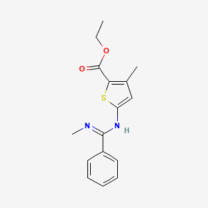 molecular formula C16H18N2O2S B2768025 ethyl 3-methyl-5-(N'-methylbenzeneimidamido)thiophene-2-carboxylate CAS No. 872102-24-4