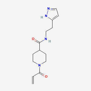 molecular formula C14H20N4O2 B2768034 1-Prop-2-enoyl-N-[2-(1H-pyrazol-5-yl)ethyl]piperidine-4-carboxamide CAS No. 2361801-14-9