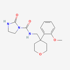 B2768035 N-((4-(2-methoxyphenyl)tetrahydro-2H-pyran-4-yl)methyl)-2-oxoimidazolidine-1-carboxamide CAS No. 1797295-79-4