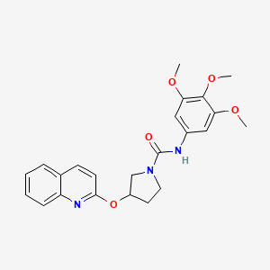 molecular formula C23H25N3O5 B2768053 3-(quinolin-2-yloxy)-N-(3,4,5-trimethoxyphenyl)pyrrolidine-1-carboxamide CAS No. 2034300-57-5