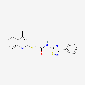 molecular formula C20H16N4OS2 B2768069 2-[(4-methylquinolin-2-yl)sulfanyl]-N-(3-phenyl-1,2,4-thiadiazol-5-yl)acetamide CAS No. 671198-79-1