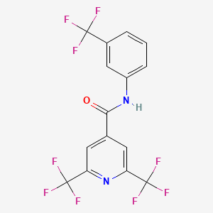 molecular formula C15H7F9N2O B2768071 2,6-双(三氟甲基)-N-[3-(三氟甲基)苯基]吡啶-4-甲酰胺 CAS No. 1092343-95-7