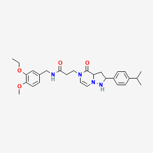 N-[(3-ethoxy-4-methoxyphenyl)methyl]-3-{4-oxo-2-[4-(propan-2-yl)phenyl]-4H,5H-pyrazolo[1,5-a]pyrazin-5-yl}propanamide