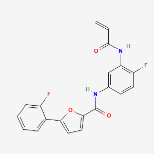 molecular formula C20H14F2N2O3 B2768114 N-[4-fluoro-3-(prop-2-enamido)phenyl]-5-(2-fluorophenyl)furan-2-carboxamide CAS No. 1808716-03-1