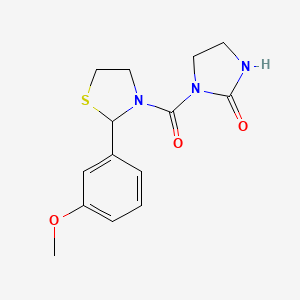 molecular formula C14H17N3O3S B2768119 1-(2-(3-Methoxyphenyl)thiazolidine-3-carbonyl)imidazolidin-2-one CAS No. 2034263-28-8