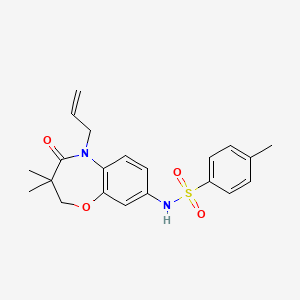 molecular formula C21H24N2O4S B2768156 N-(5-allyl-3,3-dimethyl-4-oxo-2,3,4,5-tetrahydrobenzo[b][1,4]oxazepin-8-yl)-4-methylbenzenesulfonamide CAS No. 921991-57-3