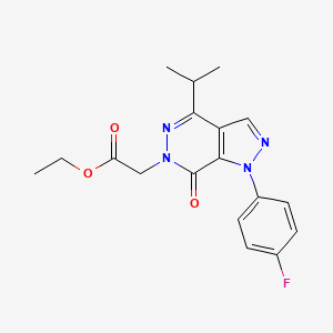 molecular formula C18H19FN4O3 B2768171 乙酸异丙基 2-(1-(4-氟苯基)-4-异丙基-7-氧代-1H-吡唑并[3,4-d]吡啶-6(7H)-基)酯 CAS No. 946253-60-7