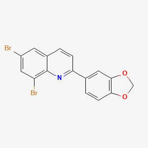 molecular formula C16H9Br2NO2 B2768172 2-(1,3-Benzodioxol-5-yl)-6,8-dibromoquinoline CAS No. 861206-55-5