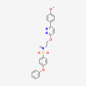 molecular formula C25H23N3O5S B2768185 N-(2-((6-(4-甲氧基苯基)吡咯啉-3-基)氧基)乙基)-4-苯氧基苯磺酰胺 CAS No. 1005295-84-0