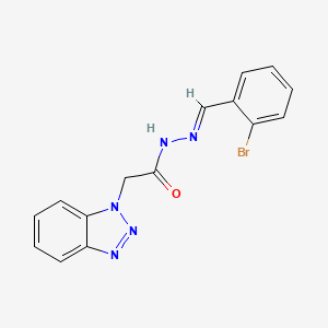 molecular formula C15H12BrN5O B2768201 (E)-2-(1H-benzo[d][1,2,3]triazol-1-yl)-N'-(2-bromobenzylidene)acetohydrazide CAS No. 305353-46-2