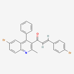 molecular formula C25H17Br2NO B2768207 (E)-1-(6-溴-2-甲基-4-苯基喹啉-3-基)-3-(4-溴苯基)丙-2-烯-1-酮 CAS No. 304446-77-3