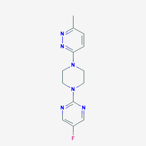 molecular formula C13H15FN6 B2768217 3-[4-(5-Fluoropyrimidin-2-yl)piperazin-1-yl]-6-methylpyridazine CAS No. 2380176-25-8