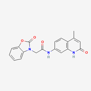 molecular formula C19H15N3O4 B2768219 N-(4-甲基-2-氧代-1,2-二氢喹啉-7-基)-2-(2-氧代苯并[d]噁唑-3(2H)-基)乙酰胺 CAS No. 1251710-10-7