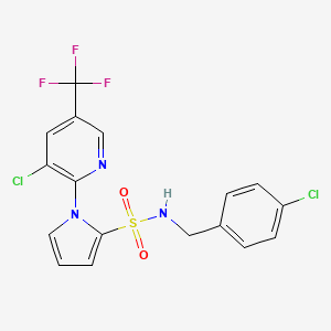 molecular formula C17H12Cl2F3N3O2S B2768222 N-(4-chlorobenzyl)-1-[3-chloro-5-(trifluoromethyl)-2-pyridinyl]-1H-pyrrole-2-sulfonamide CAS No. 338406-72-7