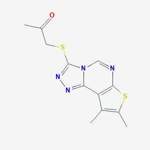 molecular formula C12H12N4OS2 B276823 1-[(8,9-Dimethylthieno[3,2-e][1,2,4]triazolo[4,3-c]pyrimidin-3-yl)sulfanyl]acetone 