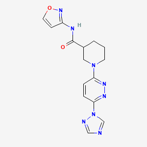 molecular formula C15H16N8O2 B2768231 1-(6-(1H-1,2,4-triazol-1-yl)pyridazin-3-yl)-N-(isoxazol-3-yl)piperidine-3-carboxamide CAS No. 1797729-84-0