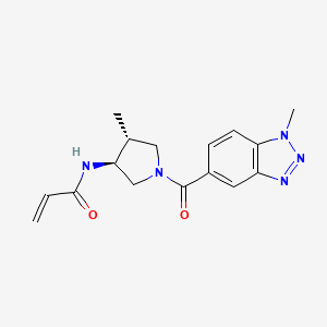 molecular formula C16H19N5O2 B2768232 N-[(3S,4R)-4-Methyl-1-(1-methylbenzotriazole-5-carbonyl)pyrrolidin-3-yl]prop-2-enamide CAS No. 2418594-98-4