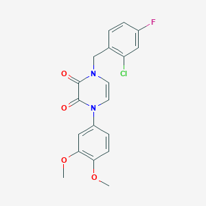 1-[(2-Chloro-4-fluorophenyl)methyl]-4-(3,4-dimethoxyphenyl)pyrazine-2,3-dione