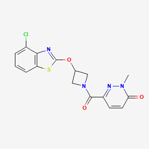 molecular formula C16H13ClN4O3S B2768247 6-(3-((4-chlorobenzo[d]thiazol-2-yl)oxy)azetidine-1-carbonyl)-2-methylpyridazin-3(2H)-one CAS No. 1396856-82-8