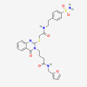 N-(furan-2-ylmethyl)-4-[4-oxo-2-[2-oxo-2-[2-(4-sulfamoylphenyl)ethylamino]ethyl]sulfanylquinazolin-3-yl]butanamide