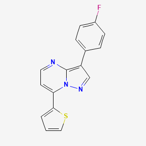 molecular formula C16H10FN3S B2768267 3-(4-Fluorophenyl)-7-(2-thienyl)pyrazolo[1,5-a]pyrimidine CAS No. 861209-72-5