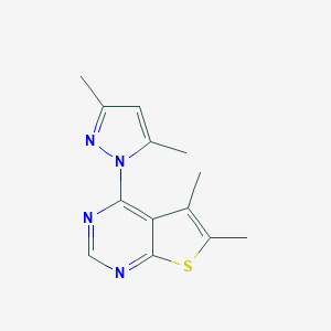 molecular formula C13H14N4S B276827 4-(3,5-dimethyl-1H-pyrazol-1-yl)-5,6-dimethylthieno[2,3-d]pyrimidine 