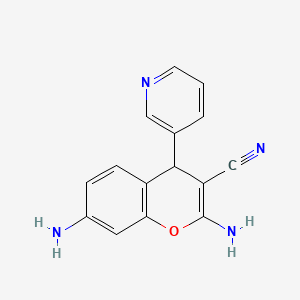 molecular formula C15H12N4O B2768273 2,7-Diamino-4-pyridin-3-yl-4H-chromene-3-carbonitrile 