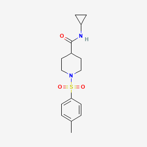 molecular formula C16H22N2O3S B2768275 N-环丙基-1-(4-甲基苯磺酰)哌啶-4-甲酰胺 CAS No. 433955-19-2