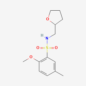 molecular formula C13H19NO4S B2768285 2-甲氧基-5-甲基-N-(氧杂环戊烷-2-基甲基)苯磺酰胺 CAS No. 332388-77-9