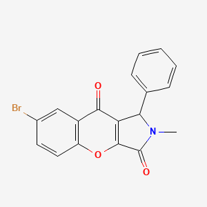 molecular formula C18H12BrNO3 B2768293 7-Bromo-2-methyl-1-phenyl-1,2-dihydrochromeno[2,3-c]pyrrole-3,9-dione CAS No. 862200-33-7