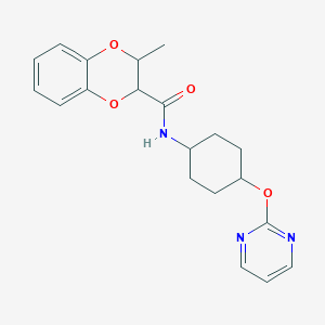 molecular formula C20H23N3O4 B2768307 3-methyl-N-((1r,4r)-4-(pyrimidin-2-yloxy)cyclohexyl)-2,3-dihydrobenzo[b][1,4]dioxine-2-carboxamide CAS No. 2034194-70-0