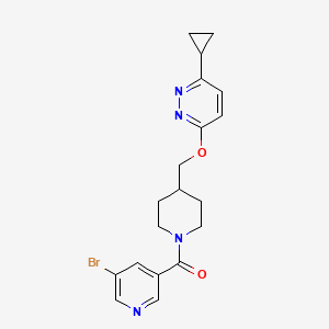molecular formula C19H21BrN4O2 B2768318 (5-Bromopyridin-3-yl)-[4-[(6-cyclopropylpyridazin-3-yl)oxymethyl]piperidin-1-yl]methanone CAS No. 2319725-31-8