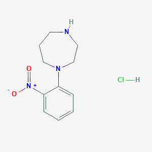 molecular formula C11H16ClN3O2 B2768319 1-(2-nitrophenyl)-1,4-diazepane Hydrochloride CAS No. 299425-72-2; 450352-64-4