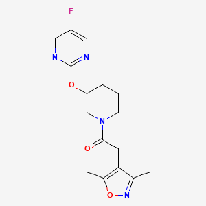 molecular formula C16H19FN4O3 B2768320 2-(3,5-二甲基异噁唑-4-基)-1-(3-((5-氟嘧啶-2-基)氧基)哌啶-1-基)乙酮 CAS No. 2034326-24-2