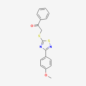 molecular formula C17H14N2O2S2 B2768334 2-((3-(4-Methoxyphenyl)-1,2,4-thiadiazol-5-yl)thio)-1-phenylethanone CAS No. 864922-91-8