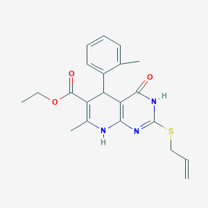 Ethyl 2-(allylthio)-7-methyl-4-oxo-5-(o-tolyl)-3,4,5,8-tetrahydropyrido[2,3-d]pyrimidine-6-carboxylate