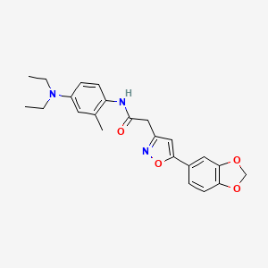 molecular formula C23H25N3O4 B2768339 2-(5-(benzo[d][1,3]dioxol-5-yl)isoxazol-3-yl)-N-(4-(diethylamino)-2-methylphenyl)acetamide CAS No. 1170182-13-4