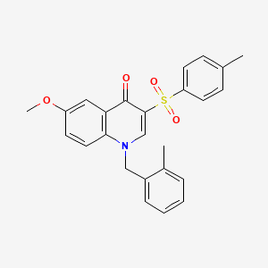 molecular formula C25H23NO4S B2768341 6-Methoxy-3-(4-methylbenzenesulfonyl)-1-[(2-methylphenyl)methyl]-1,4-dihydroquinolin-4-one CAS No. 902298-69-5