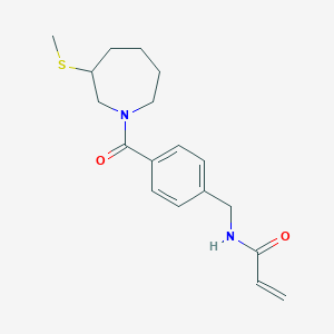 molecular formula C18H24N2O2S B2768347 N-({4-[3-(methylsulfanyl)azepane-1-carbonyl]phenyl}methyl)prop-2-enamide CAS No. 2361832-75-7