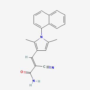 molecular formula C20H17N3O B2768355 (E)-2-氰基-3-(2,5-二甲基-1-萘基吡咯-3-基)丙-2-烯酰胺 CAS No. 1087689-76-6
