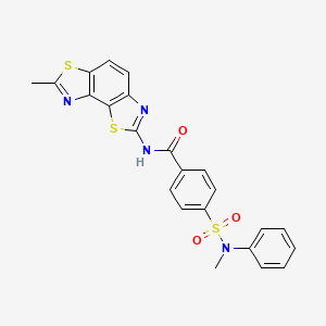 molecular formula C23H18N4O3S3 B2768357 4-[甲基(苯基)磺酰胺]-N-(7-甲基-[1,3]噻唑并[1,3]苯并噻唑-2-基)苯甲酰胺 CAS No. 361171-26-8