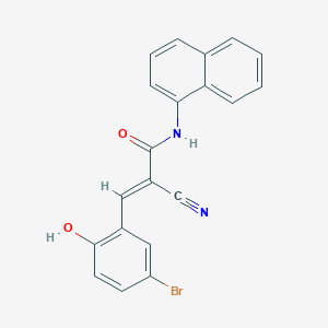molecular formula C20H13BrN2O2 B2768361 (E)-3-(5-bromo-2-hydroxyphenyl)-2-cyano-N-naphthalen-1-ylprop-2-enamide CAS No. 359801-46-0