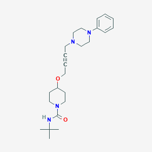 molecular formula C24H36N4O2 B2768363 N-tert-butyl-4-{[4-(4-phenylpiperazin-1-yl)but-2-yn-1-yl]oxy}piperidine-1-carboxamide CAS No. 2415630-73-6