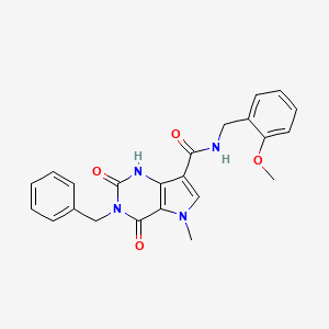 molecular formula C23H22N4O4 B2768373 3-benzyl-N-(2-methoxybenzyl)-5-methyl-2,4-dioxo-2,3,4,5-tetrahydro-1H-pyrrolo[3,2-d]pyrimidine-7-carboxamide CAS No. 921807-68-3
