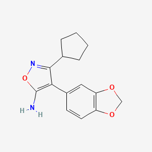 molecular formula C15H16N2O3 B2768377 4-(2H-1,3-benzodioxol-5-yl)-3-cyclopentyl-1,2-oxazol-5-amine CAS No. 1094327-97-5