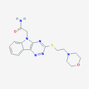 molecular formula C17H20N6O2S B276839 2-(3-{[2-(4-morpholinyl)ethyl]sulfanyl}-5H-[1,2,4]triazino[5,6-b]indol-5-yl)acetamide 