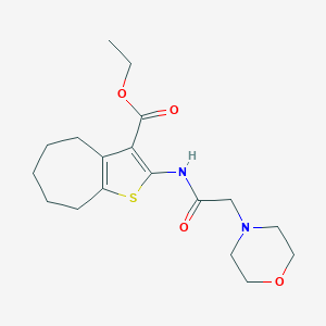 molecular formula C18H26N2O4S B276840 ethyl 2-[(morpholin-4-ylacetyl)amino]-5,6,7,8-tetrahydro-4H-cyclohepta[b]thiophene-3-carboxylate 